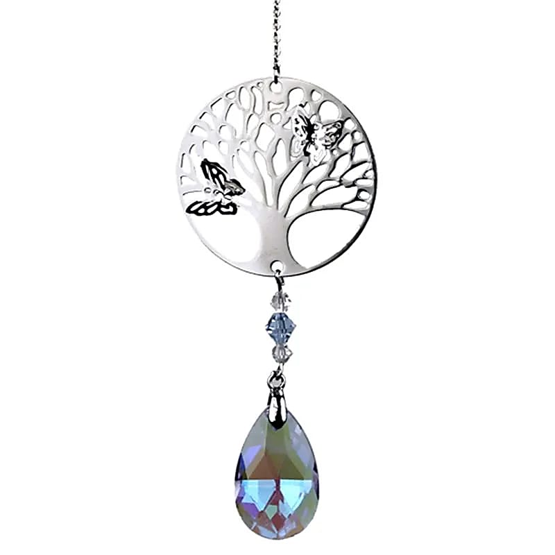 Baum des Lebens mit Regenbogen-Kristalltropfen violett -- 30 cm