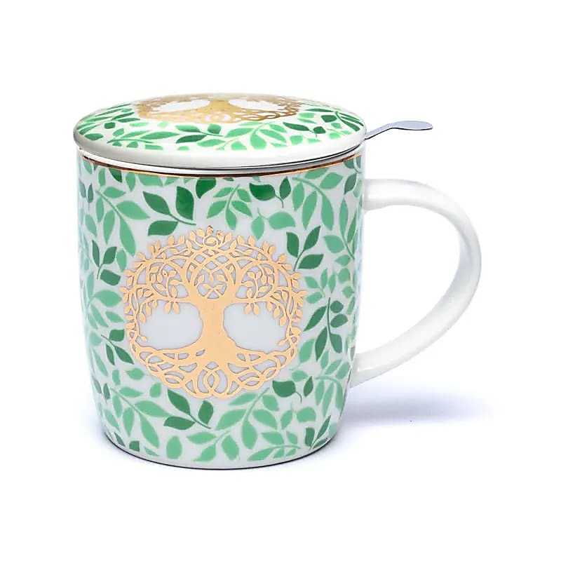 Teetasse mit Sieb und Deckel Lebensbaum -- ±400 ml