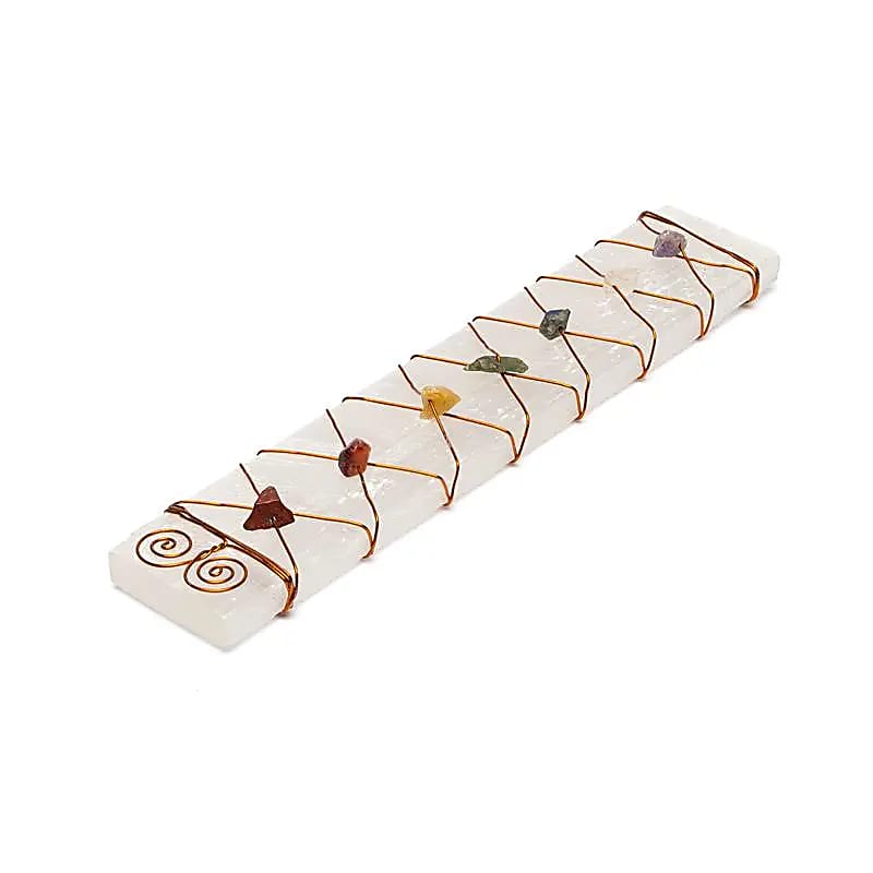 Selenit Edelstein Ladeplatte Chakra Splitter -- ±17x3cm