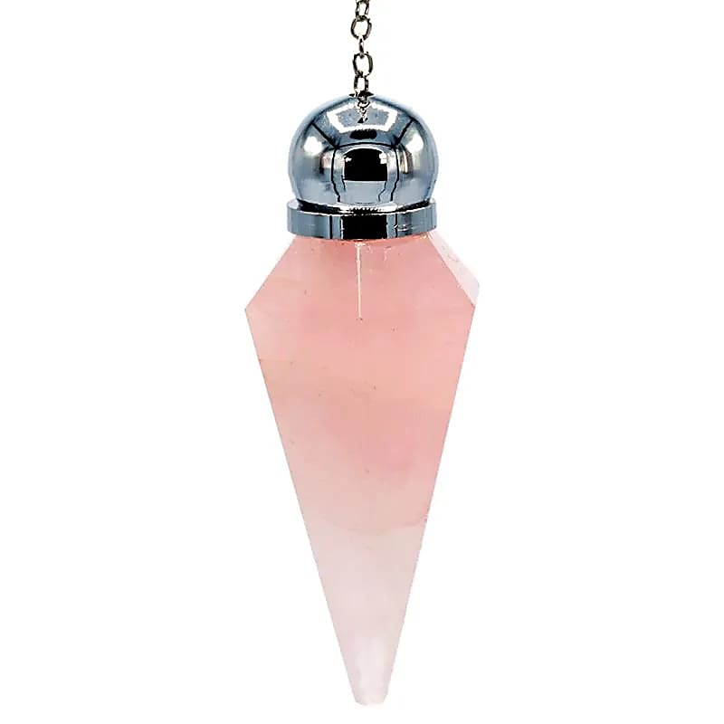 Pendel Rosenquarz mit Facettenspitze + Zierperle -- 5.6 cm