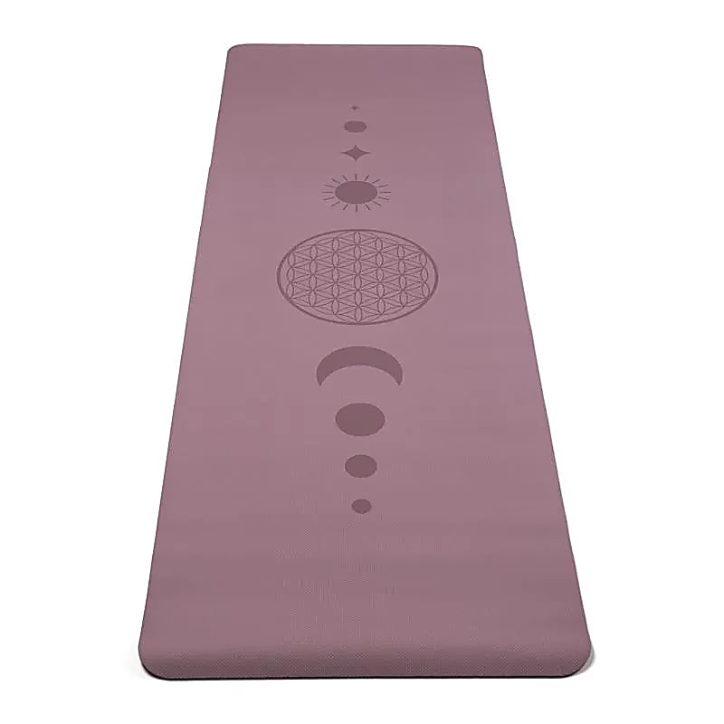 Yogi & Yogini Premium TPE Yoga Matte Blume des Lebens lila -- 950 g