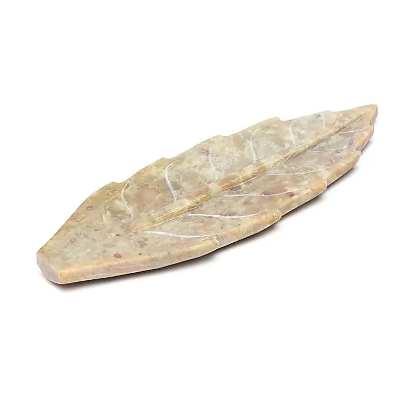 Räucherbrenner Blattform Speckstein -- 25x8 cm