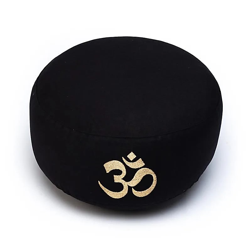 Meditationskissen schwarz mit OM Baumwolle BIO (OCS) -- 33x17 cm; ±2300 g