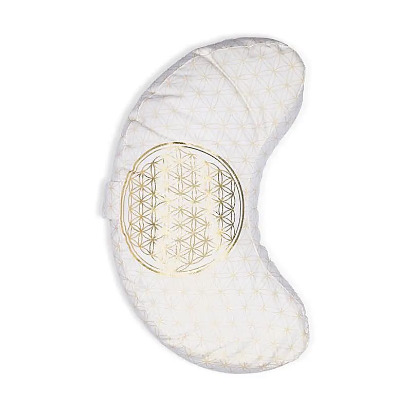 Meditationskissen Blume des Lebens Halbmond Bio-Baumwolle (OCS) -- 37x17x13cm; ±1210g