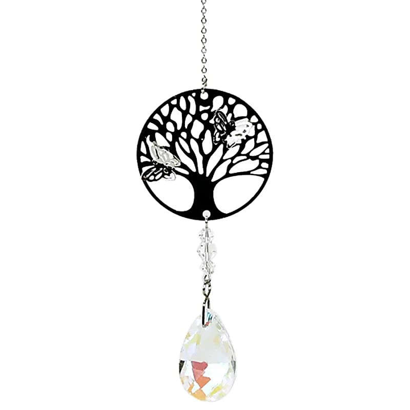 Baum des Lebens mit Regenbogen-Kristalltropfen weiß -- 30 cm