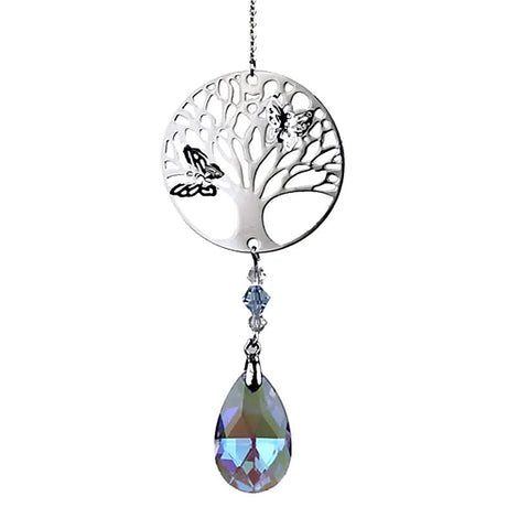 Baum des Lebens mit Regenbogen-Kristalltropfen violett -- 30 cm