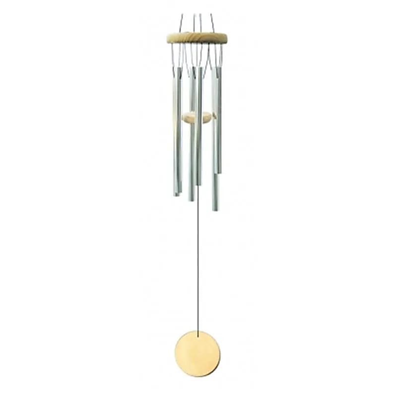 Windspiel mit 5 Klangstäben und Naturholz -- 45 cm