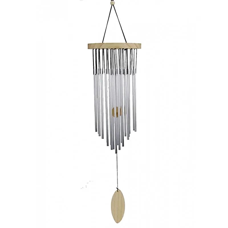 Windspiel mit 22 Klangstäben und Naturholz -- 25 cm