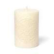 Geprägte Votivkerze Blume des Lebens Stearin Off-White -- 8x5.5 cm