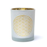 Kerzenhalter gefrostet/metallic Blume des Lebens -- 10x12,5 cm