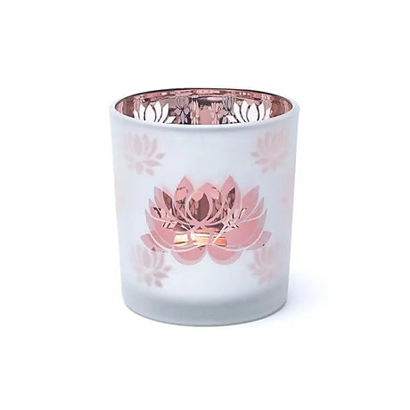 Kerzenhalter gefrostet/metallic Lotus -- 7.3x8 cm