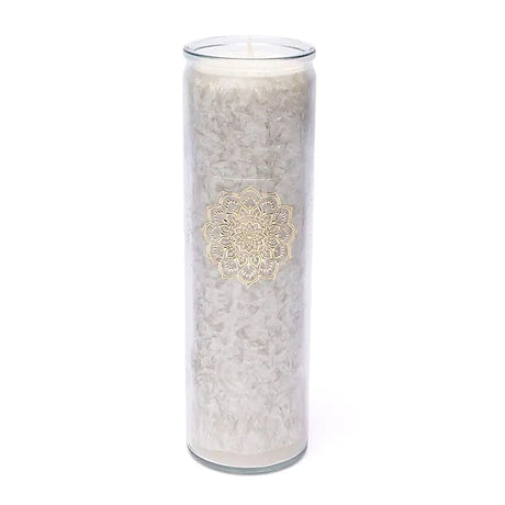 Kerze Stearin Mandala grau unparfümiert -- 21x6.5 cm