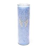 Kerze Stearin Engelsflügel hellblau unparfümiert -- 21x6.5 cm