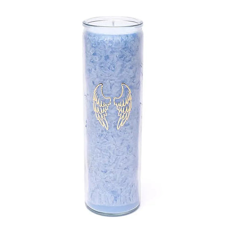 Kerze Stearin Engelsflügel hellblau unparfümiert -- 21x6.5 cm