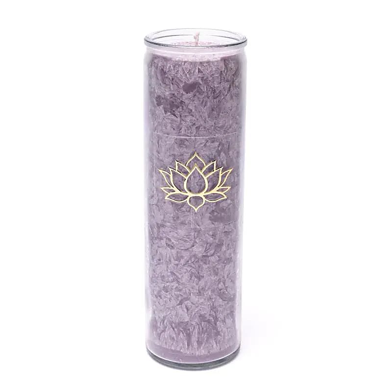 Kerze Stearin Lotus violett unparfümiert -- 21x6.5 cm