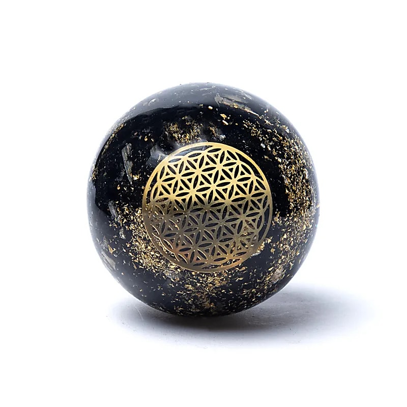Orgonit Kugel Turmalin Blume des Lebens -- ±5.5cm