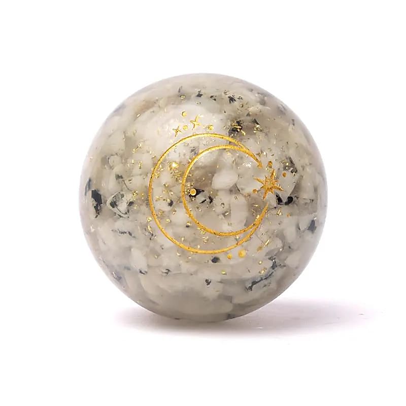 Orgonit Kugel Mondstein mit Mond -- ±5,5cm