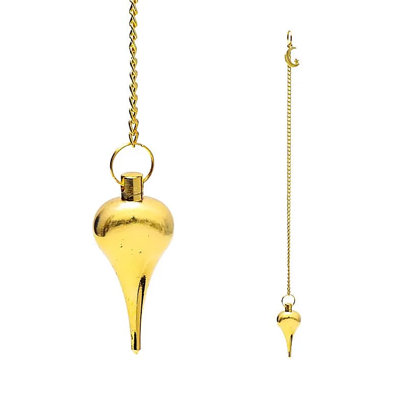 Pendel Mond goldfarben im Samtbeutel -- ±24 cm