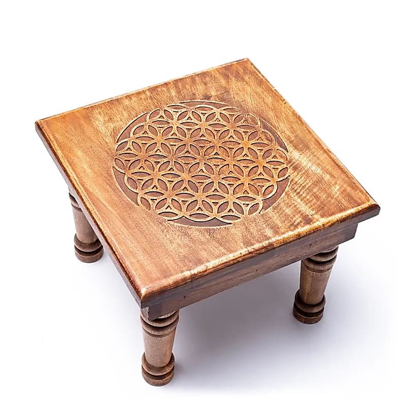 Beistelltisch aus Holz Blume des Lebens -- 30x30x23cm; 2250g