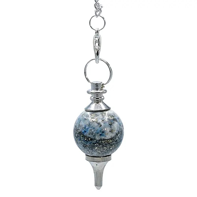 Pendel polierter Lapislazuli & Metall -- 12 g; 3.5x1.7 cm