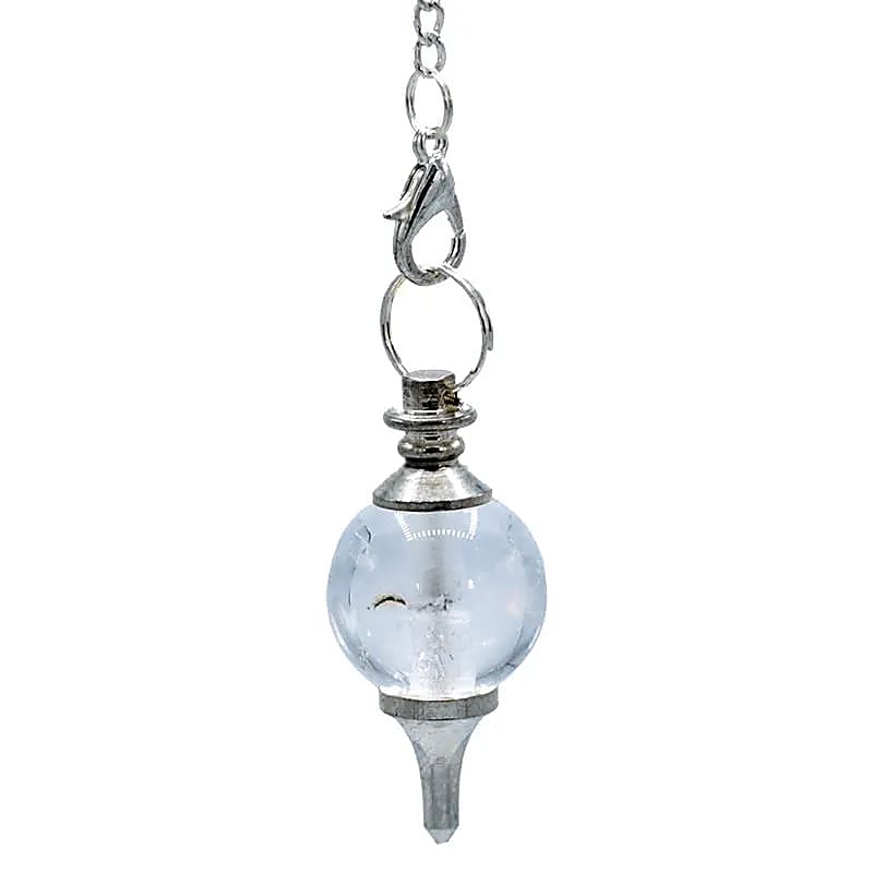 Pendel polierter Bergkristall & Metall -- 12 g; 3.5x1.7 cm