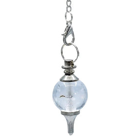 Pendel polierter Bergkristall & Metall -- 12 g; 3.5x1.7 cm