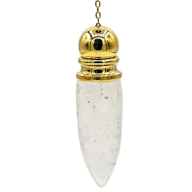 Pendel Messing vergoldet mit Bergkristallkammer -- 20g;5.3 cm