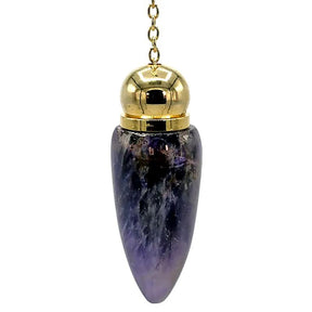 Pendel Messing vergoldet mit Amethystkammer -- 20 g; 5.3 cm
