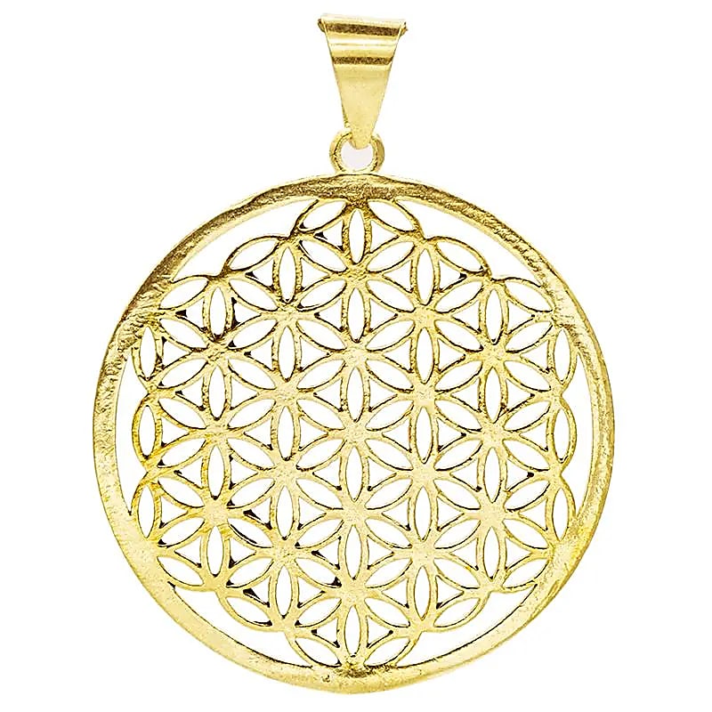 Blume des Lebens Messing-Anhänger goldfarbig -- 3 cm