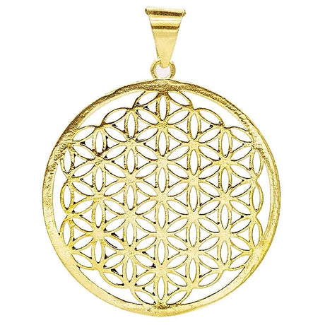 Blume des Lebens Messing-Anhänger goldfarbig -- 3 cm
