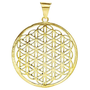 Blume des Lebens Messing Anhänger goldfarbig -- 4 cm