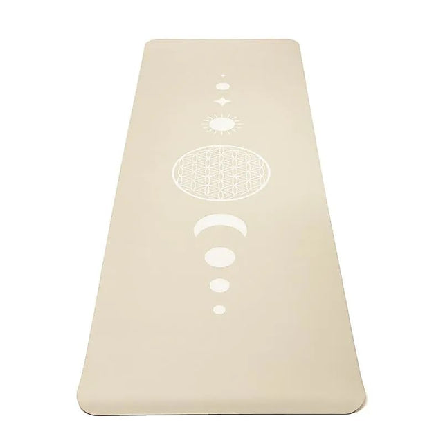 Yogi & Yogini Premium TPE Yoga Matte Blume des Lebens beige -- 950 g