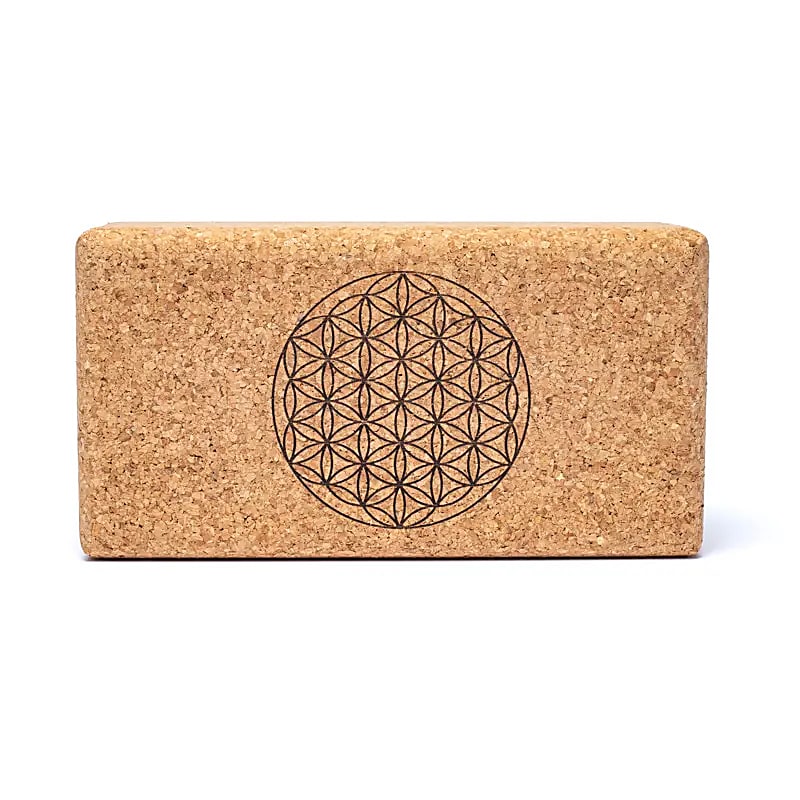 Yogablock Kork Blume des Lebens Mandala -- 23x12x7,5 cm