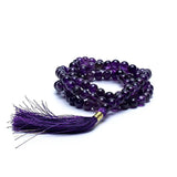 Mala Amethyst AA-Qualität 108 Perlen + Tasche -- 0.6 cm