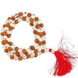 Mala Bergkristall/Rudraksha AA-Qualität + Tasche -- 0.8 cm