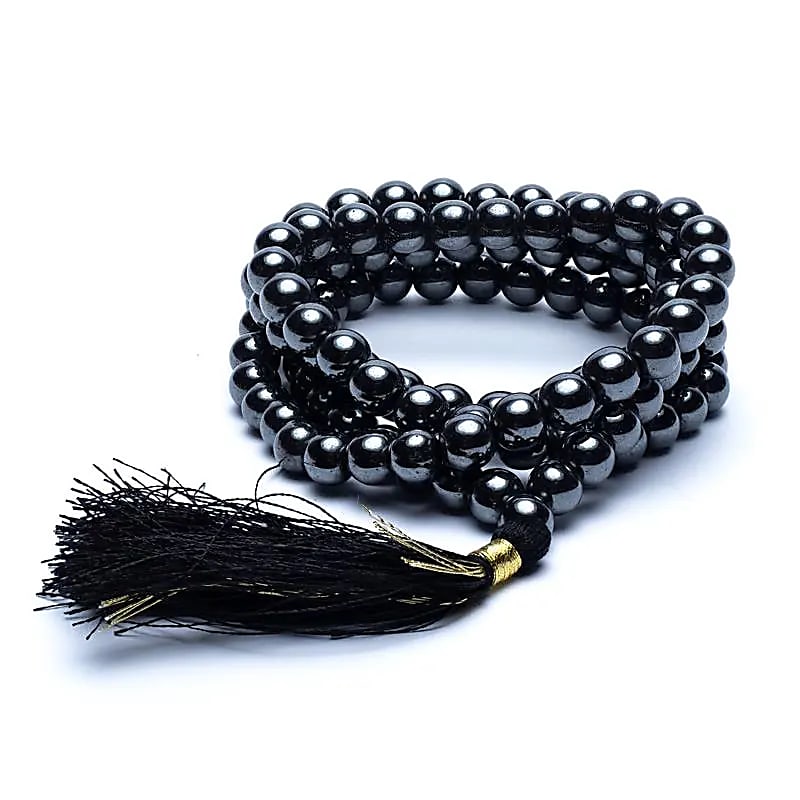 Mala Hematit in AA-Qualität 108 Perlen + Tasche -- 0.7 cm