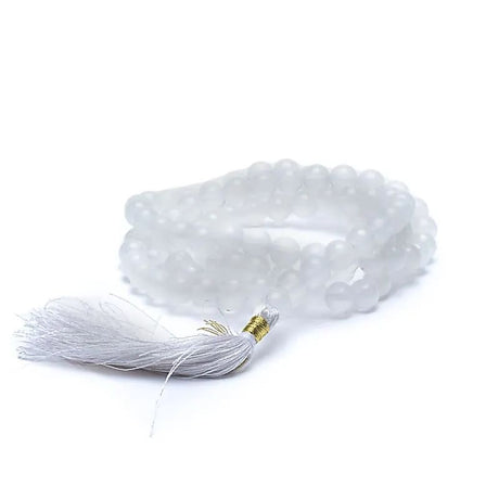 Mala weißer Achat AA-Qualität 108 Perlen -- 0.8 cm