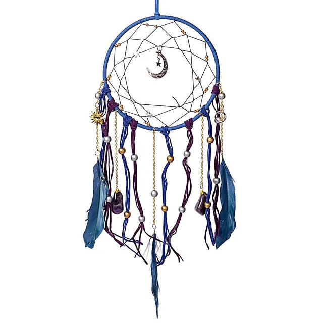 Traumfänger Mondanhänger mit Trommelamethyst – ±16x45cm