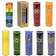 Chakra Kerzen Karton 12 Stück sortiert -- 21x6.5cm