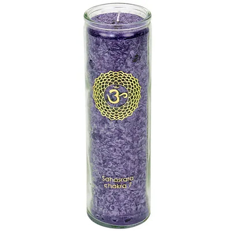 Duftkerze Stearin 7. Chakra 100 Stunden -- 21x6.5 cm
