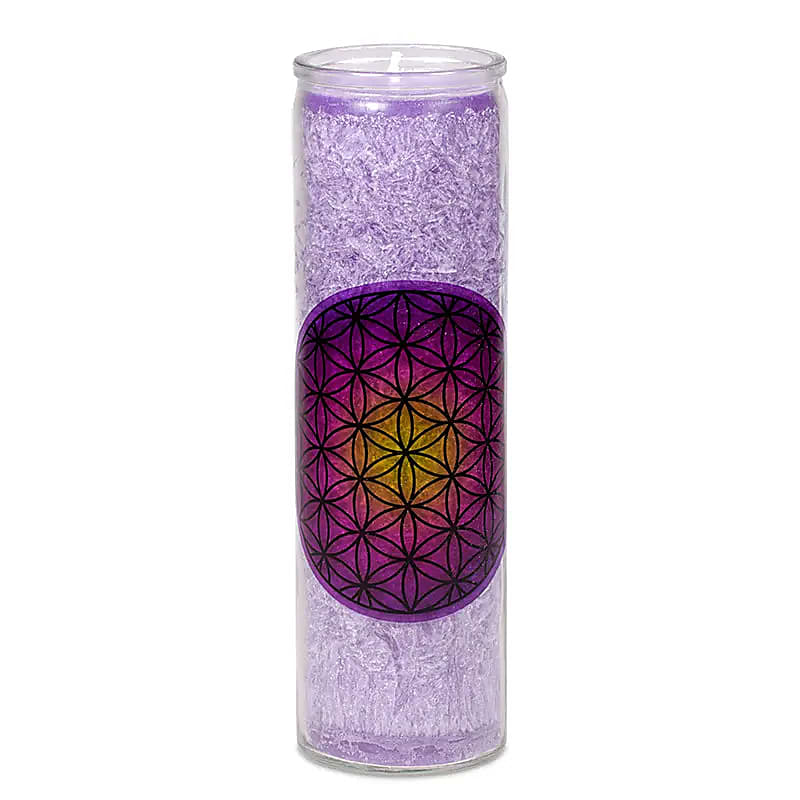 Stearinkerze Blume des Lebens violett -- 21x6.5 cm