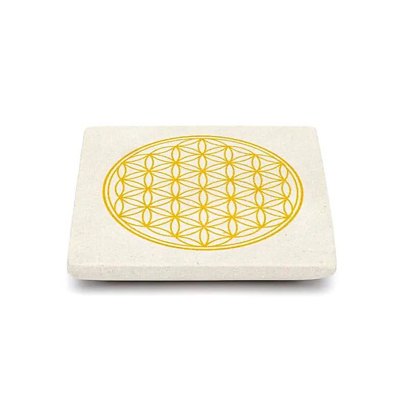 Räucherbrenner Blume des Lebens Sandstein -- 10x10 cm