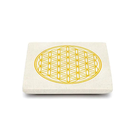 Räucherbrenner Blume des Lebens Sandstein -- 10x10 cm