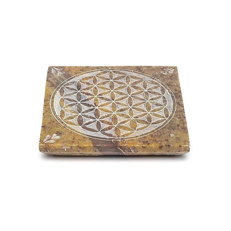 Räucherbrenner Blume des Lebens Speckstein -- 10x10 cm