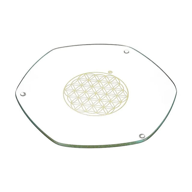 Blume des Lebens Vorlegeplatte Energie Gold klein -- 9 cm