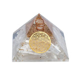 Orgonit Pyramide Selenit Blume des Lebens -- 7x7x6 cm