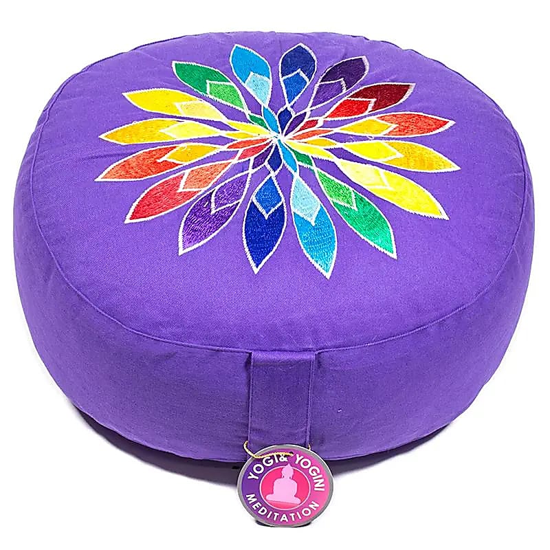 Meditationskissen violett Multicolor-Blume -- 33x17 cm
