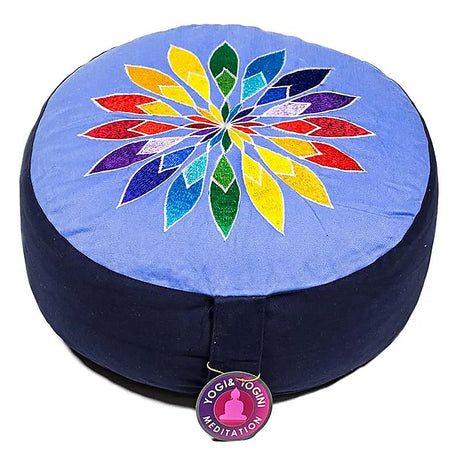 Meditationskissen Multicolor-Blumenmotiv blau -- 33x17 cm