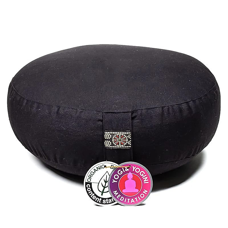 Meditationskissen schwarz flach Baumwolle BIO (OCS) -- 2200 g; 33x12 cm