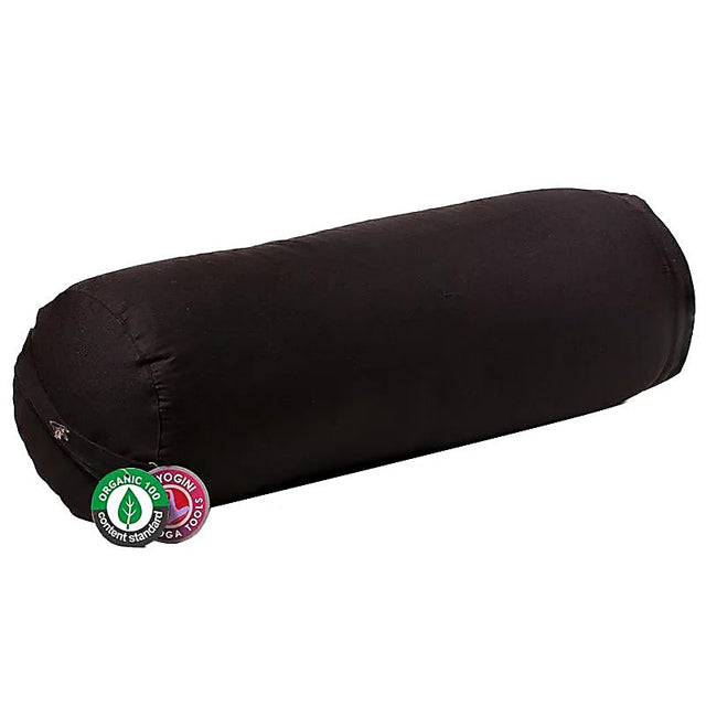 Bolster rund schwarz Baumwolle BIO (OCS) -- 60x16 cm; ±2300 g